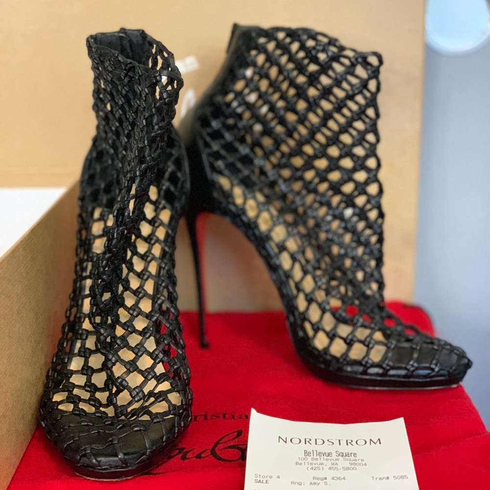 Christian Louboutin Black Caged Booties